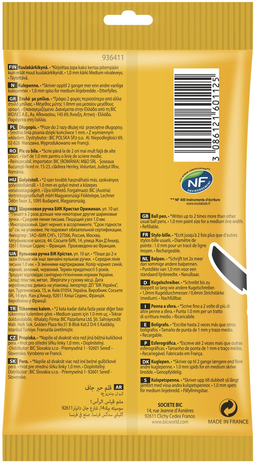 EAN 3086121601125 - BIC Cristal Original Negro, Azul, Verde, Rojo Bolígrafo de punta retráctil con pulsador Medio 10 pieza(s) imagen 2