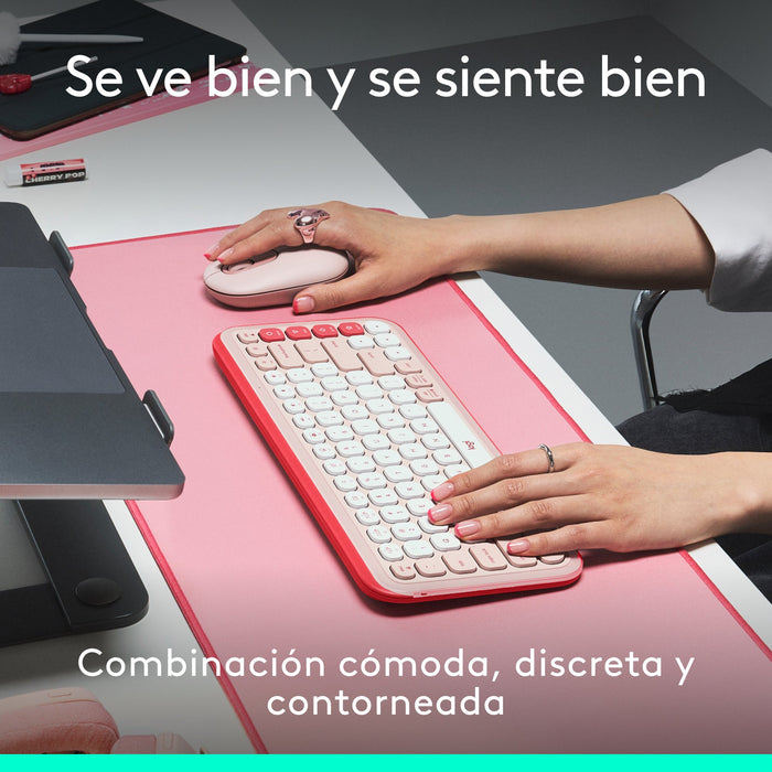 EAN 5099206127869 - Logitech 920-013120 teclado Ratón incluido Universal QWERTY Español Rosa, Blanco imagen 3
