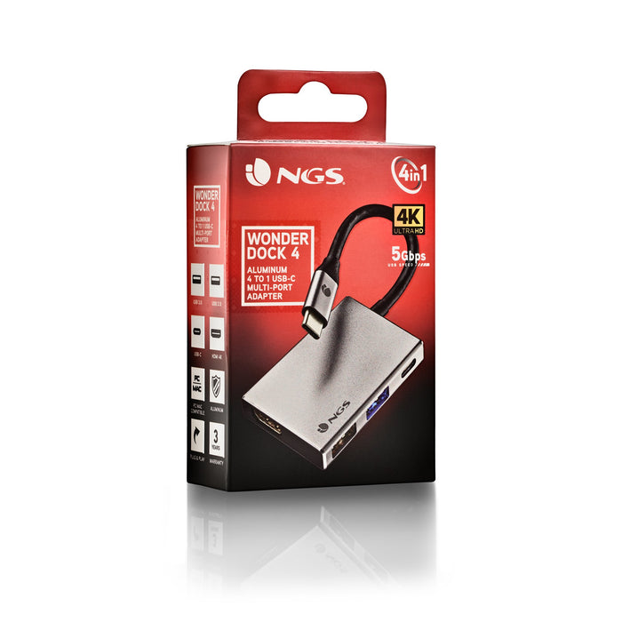 EAN 8435430620504 - NGS WONDER DOCK 4 USB 2.0 Type-C Plata imagen 3