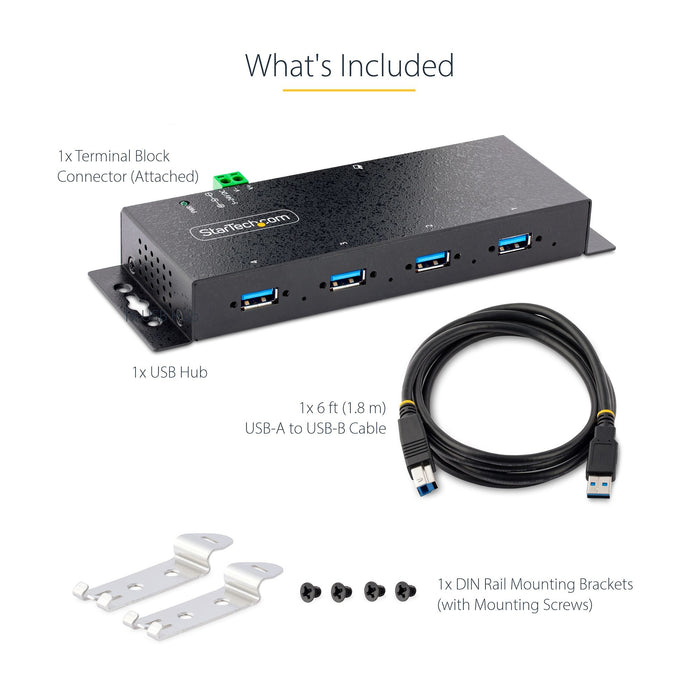 EAN 0065030898010 - StarTech.com 5G4AINDNP-USB-A-HUB hub de interfaz USB 3.2 Gen 1 (3.1 Gen 1) Type-B 5000 Mbit/s Negro imagen 11