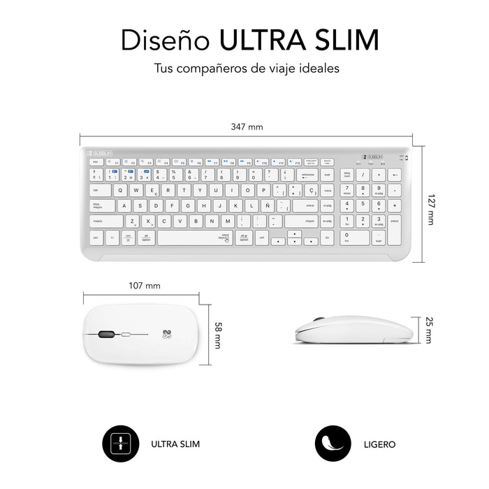 EAN 8436586742621 - SUBBLIM SUBKBC-DCEP10 teclado Ratón incluido Universal RF Wireless + Bluetooth QWERTY Español Plata, Blan imagen 5