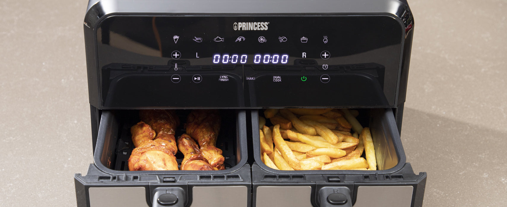 EAN 8712836969360 - Princess 182074 Doble 8 L Independiente 1700 W Freidora de aire caliente Negro, Acero inoxidable imagen 15