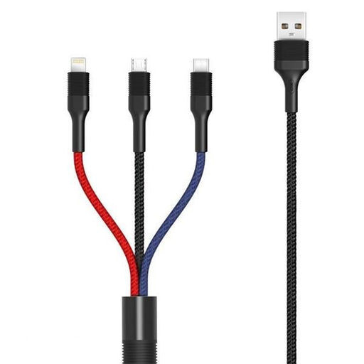 EAN 6920680899012 - PINBOX XONB54BK cable USB USB 2.0 1,2 m USB A USB C/Micro-USB B/Lightning Negro imagen 1