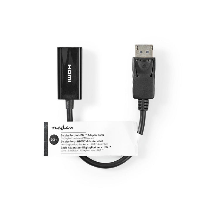 EAN 5412810324750 - Nedis CCGT37150BK02 adaptador de cable de vídeo 0,2 m HDMI tipo A (Estándar) DisplayPort Negro imagen 3