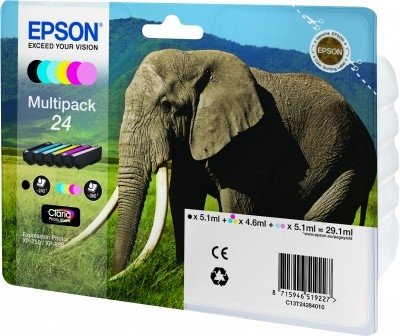 EAN 8715946519227 - Epson Elephant C13T24284010 cartucho de tinta 1 pieza(s) Original Negro, Cian, Cian claro, Magenta claro, imagen 1