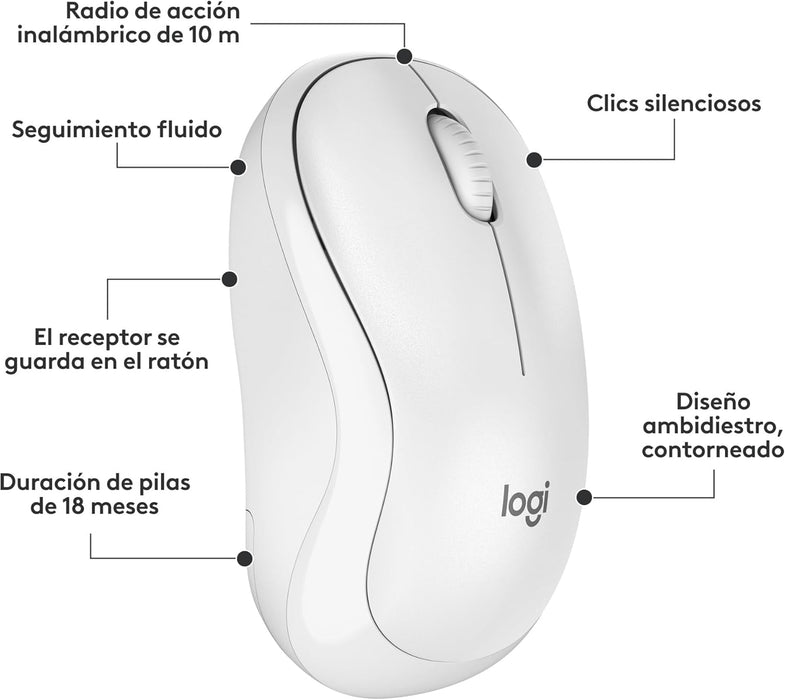 Teclado Español + Ratón Logitech Mk295 Silent Touch Blanco
