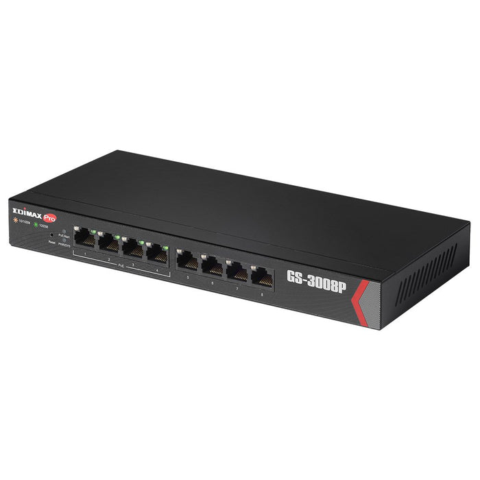 EAN 4717964702814 - Edimax GS-3008P switch Gestionado Gigabit Ethernet (10/100/1000) Energía sobre Ethernet (PoE) Negro imagen 2