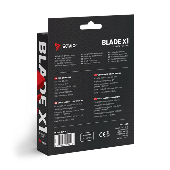 EAN 5901986049418 - Savio BLADE sistema de refrigeración para ordenador Carcasa del ordenador Ventilador 12 cm Negro 1 pieza( imagen 7