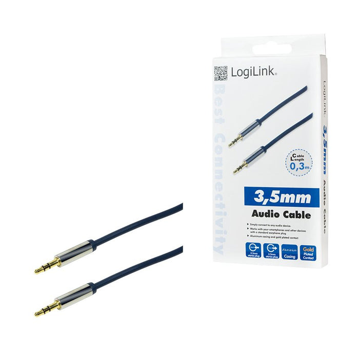 EAN 4052792034370 - LogiLink 3.5mm - 3.5mm 0.3m cable de audio 0,3 m 3,5mm Azul imagen 4