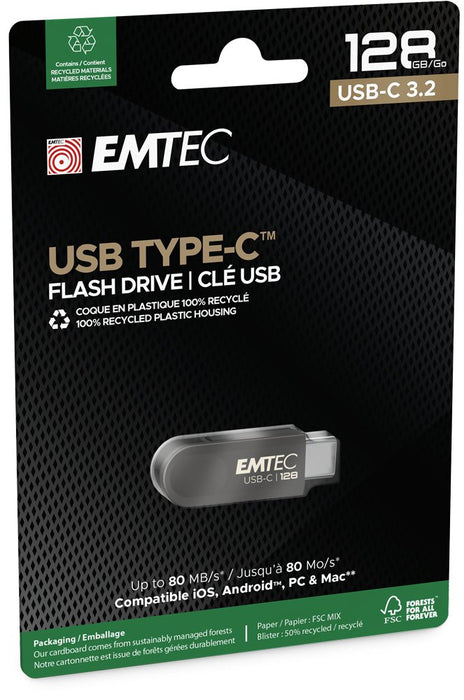 EAN 3126170182487 - Emtec C280 unidad flash USB 128 GB USB Tipo C 3.2 Gen 1 (3.1 Gen 1) Negro imagen 3