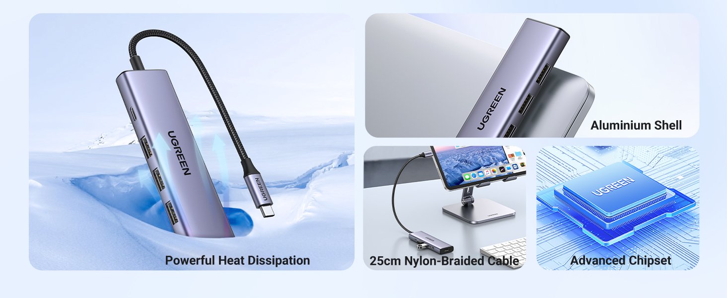 EAN 6941876215966 - Ugreen 15596 base para portátil y replicador de puertos Alámbrico USB 3.2 Gen 1 (3.1 Gen 1) Type-A + Type imagen 8