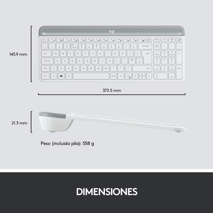 Teclado Español + Ratón Logitech Mk470 Inalámbrico Blanco