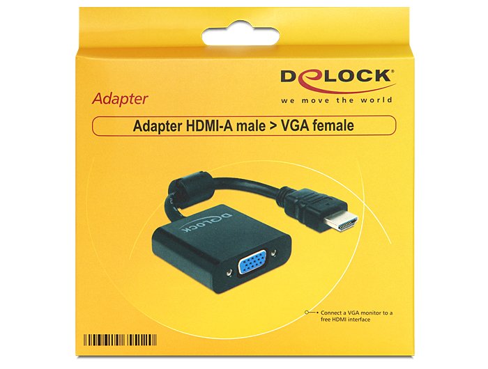 EAN 4043619655120 - DeLOCK 65512 adaptador de cable de vídeo 0,254 m VGA (D-Sub) HDMI tipo A (Estándar) Negro imagen 2