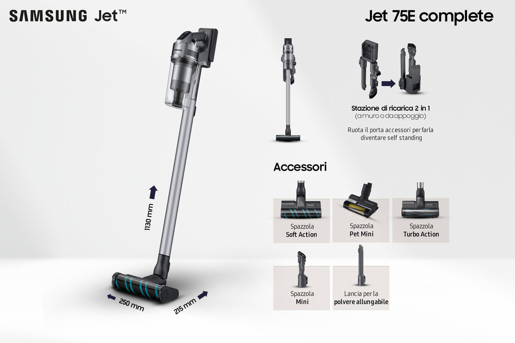 EAN 8806095108711 - Samsung VS20B75ACR5 Aspiradora escoba 2 en 1 Batería Secar Sin bolsa 550 W Plata imagen 3