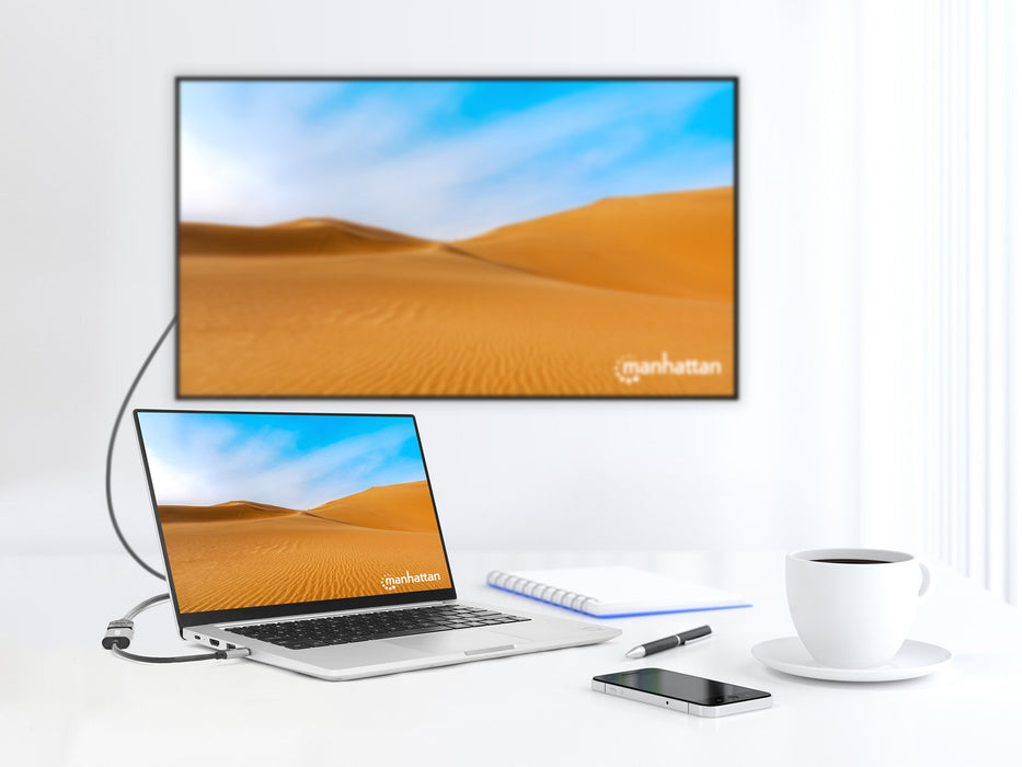 EAN 766623153973 - Manhattan 153973 adaptador de cable de vídeo 0,11 m USB Tipo C HDMI Gris imagen 5