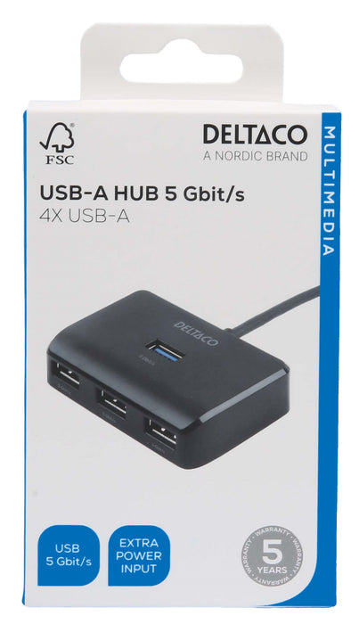 EAN 7333048060662 - Deltaco UH-735 hub de interfaz USB 3.2 Gen 1 (3.1 Gen 1) Type-A 5000 Mbit/s Negro imagen 5