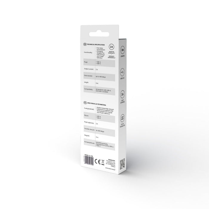 EAN 5901986047490 - Savio USB cable 2 m USB 2.0 USB A - USB C White CL-168 cable USB 3 m Blanco imagen 4