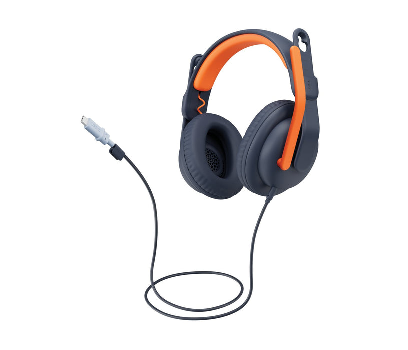 EAN 0097855190703 - Logitech 981-001383 auricular y casco Auriculares Alámbrico Diadema Educación USB Tipo C Azul, Naranja imagen 2
