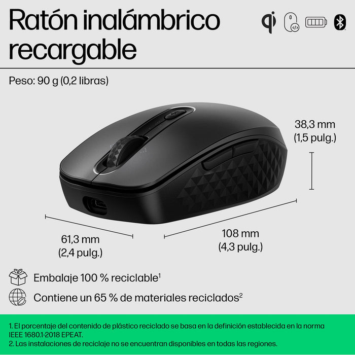 EAN 0196786418884 - HP 695 Rechargeable Wireless Mouse ratón Oficina Ambidextro Bluetooth 4000 DPI imagen 10
