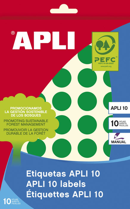 EAN 8410782027454 - APLI 02745 etiqueta autoadhesiva Alrededor Permanente Verde 320 pieza(s) imagen 1