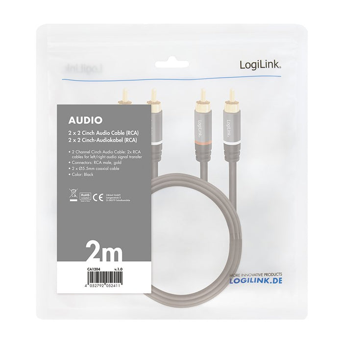 EAN 4052792052411 - LogiLink CA1204 cable de audio 2 m 2 x RCA Negro imagen 4