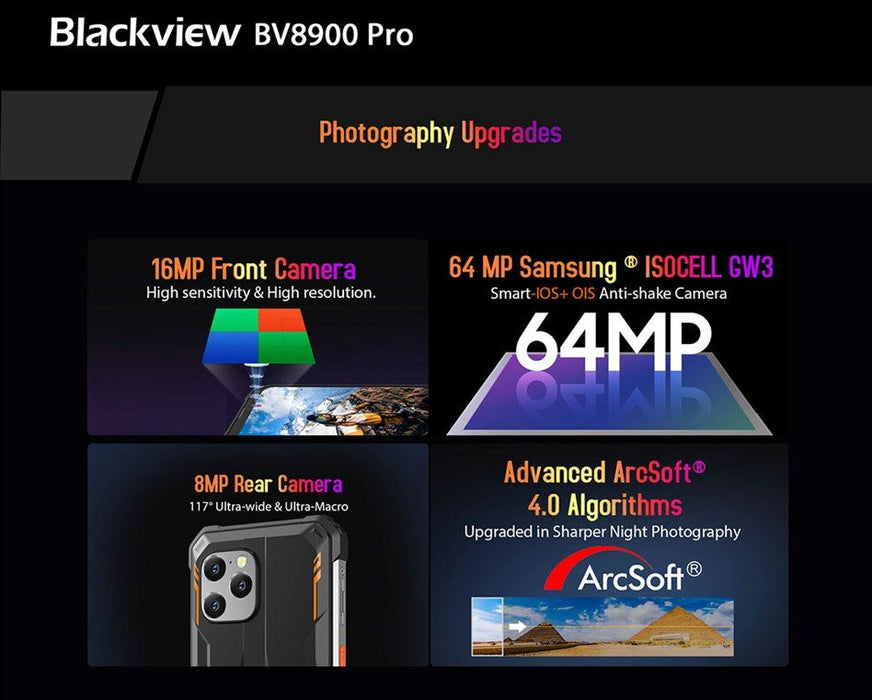 EAN 6931548313526 - Blackview BV8900 16,5 cm (6.5") SIM doble Android 13 4G 8 GB 256 GB 10000 mAh Negro, Naranja imagen 4