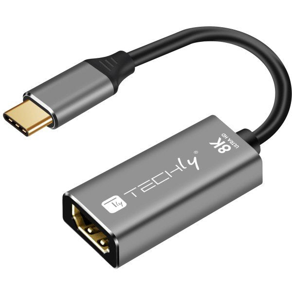 EAN 8059018363890 - Techly IADAP-USBC-HDMI8 Adaptador gráfico USB 7680 x 4320 Pixeles Negro, Plata imagen 1