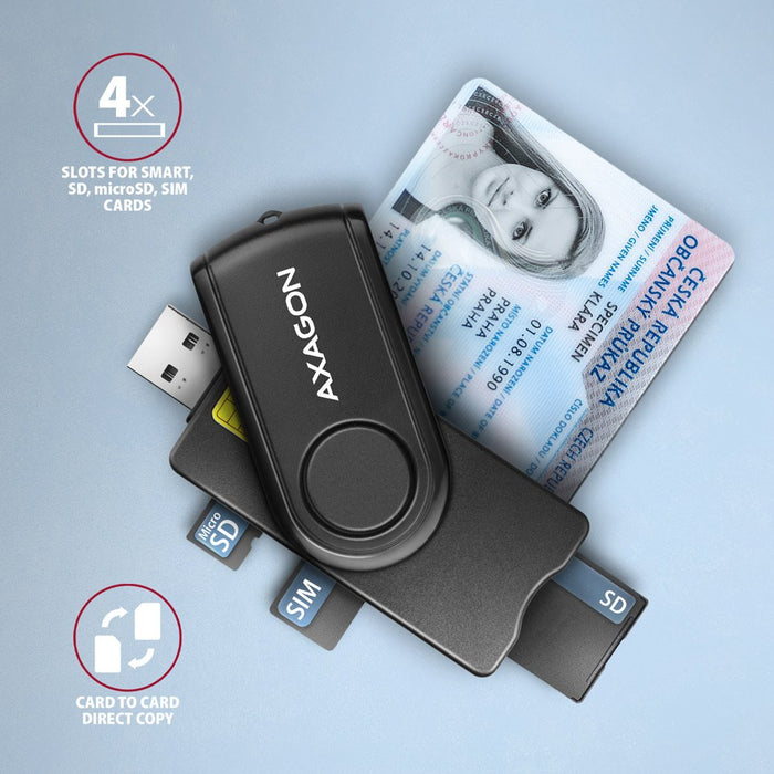 EAN 8595247906953 - Axagon CRE-SMP2A USB Smart card & SD/microSD/SIM PocketReader lector de tarjeta inteligente Interior USB  imagen 3