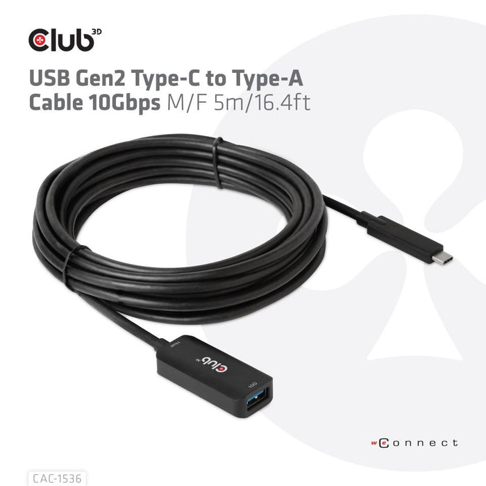 EAN 8719214472078 - CLUB3D CAC-1536 cable USB USB 3.2 Gen 2 (3.1 Gen 2) 5 m USB C USB A Negro imagen 7