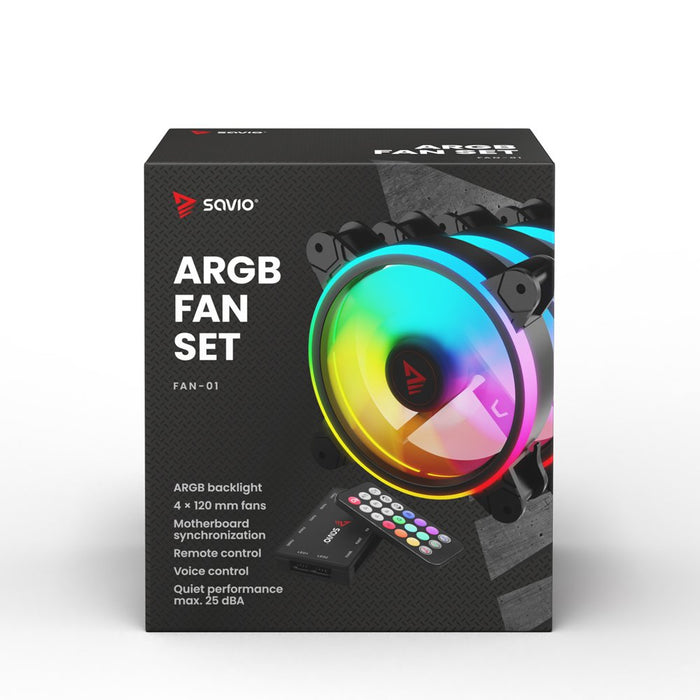 EAN 5901986047940 - Savio FAN-01 4-pack 120mm ARGB fan including controller and remote control Carcasa del ordenador Ventilad imagen 2