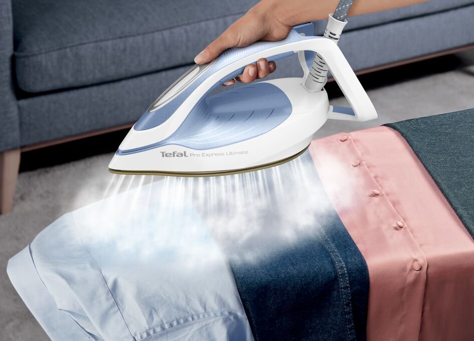 EAN 3121040085103 - Tefal Pro Express Ultimate II GV9710 1,2 L Durilium Airglide Autoclean Ultra Thin soleplate Azul, Blanco imagen 8