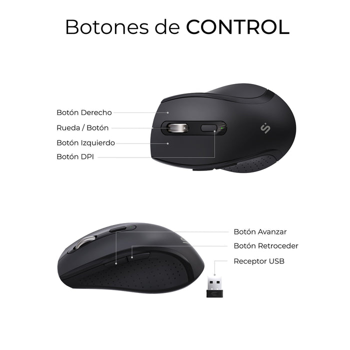 EAN 8436586743444 - SUBBLIM SUBKBC-DCOPW2 teclado Ratón incluido Hogar / Oficina RF Wireless + Bluetooth QWERTY Español Negro imagen 7