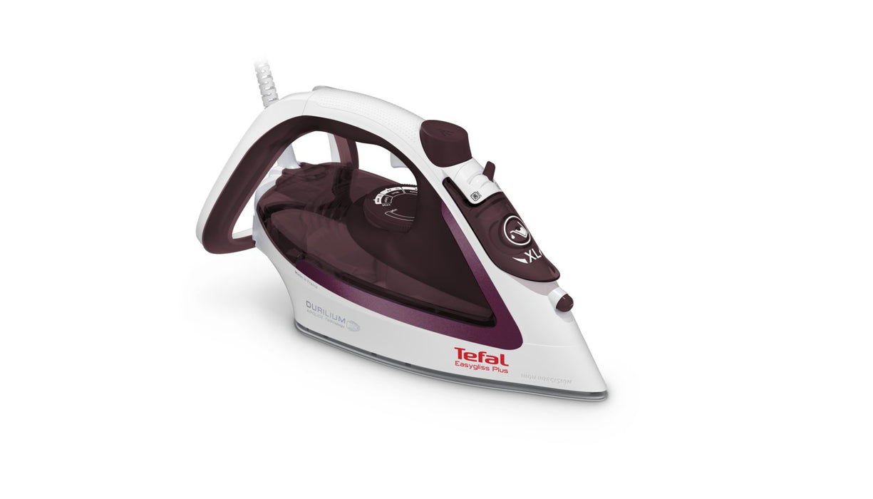 EAN 3121040075524 - Tefal EasyGliss Plus FV5714 plancha Plancha vapor-seco Suela de Durilium 2400 W Burdeos, Blanco imagen 1