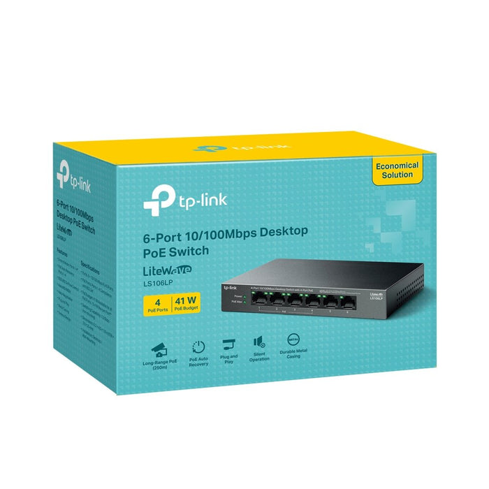 EAN 4895252504606 - TP-Link LiteWave LS106LP switch No administrado Fast Ethernet (10/100) Energía sobre Ethernet (PoE) Negro imagen 4