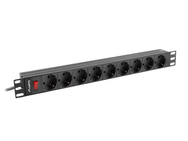 EAN 5901969428261 - Lanberg PDU-09F-0300-BK unidad de distribución de energía (PDU) 9 salidas AC 1U Negro, Gris imagen 4