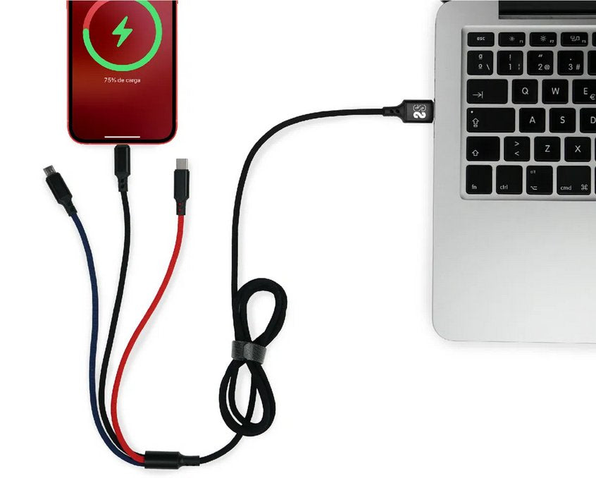 EAN 8436586740665 - SUBBLIM SUB-CAB-3IN101 cable USB USB 3.2 Gen 1 (3.1 Gen 1) 1 m USB A USB C/Micro-USB B/Lightning Negro, A imagen 2