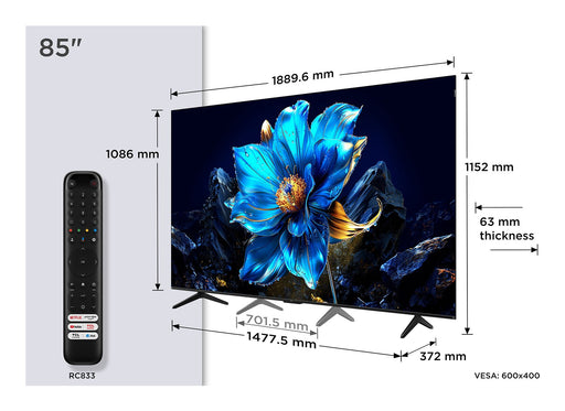 EAN 5901292525903 - TCL P7K 85P7K Televisor 2,16 m (85") 4K Ultra HD Smart TV Wifi Metálico 450 cd / m² imagen 2