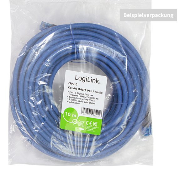 EAN 4052792065930 - LogiLink CPP020 cable de red Azul 20 m Cat6a U/UTP (UTP) imagen 2