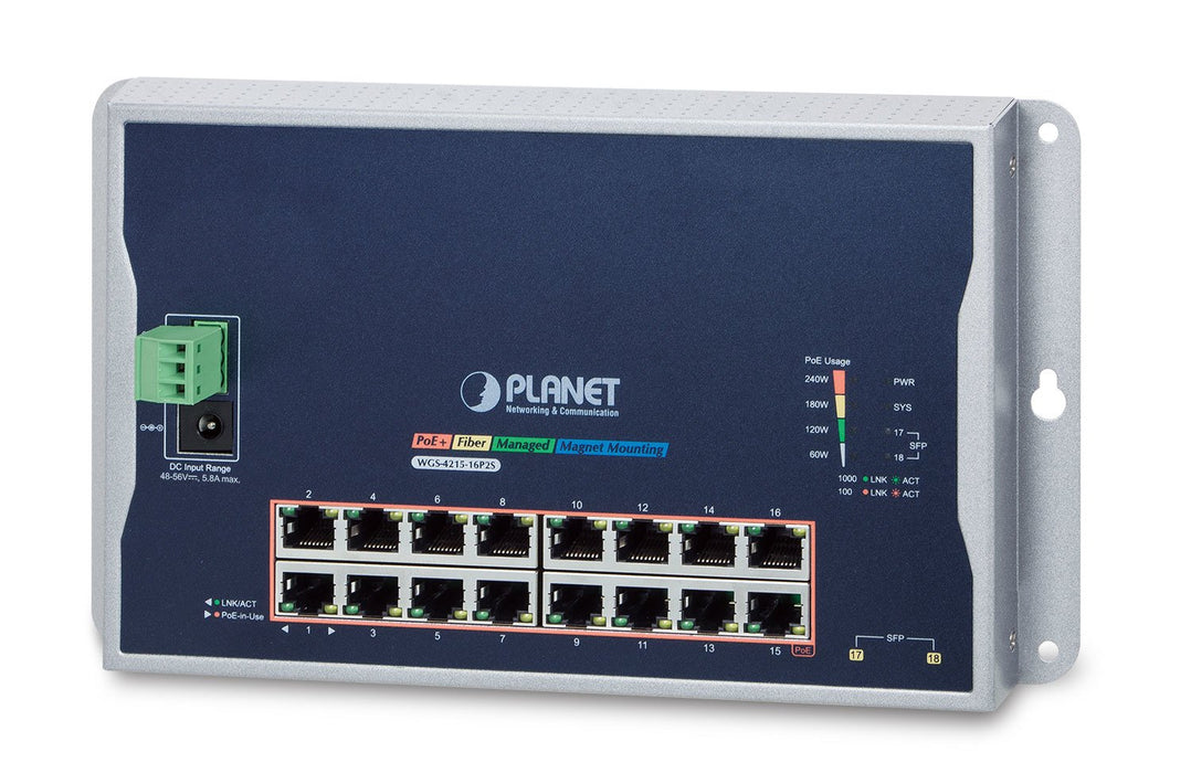 EAN 4711605283908 - PLANET WGS-4215-16P2S switch Gestionado L2 Gigabit Ethernet (10/100/1000) Energía sobre Ethernet (PoE) Ne imagen 1