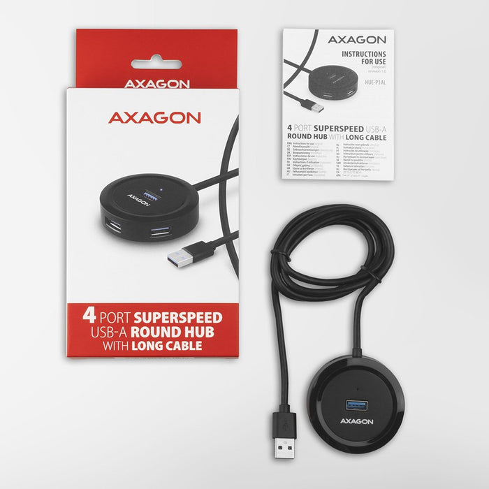 EAN 8595247906199 - Axagon HUE-P1AL hub de interfaz USB 3.2 Gen 1 (3.1 Gen 1) Type-A 5000 Mbit/s Negro imagen 6