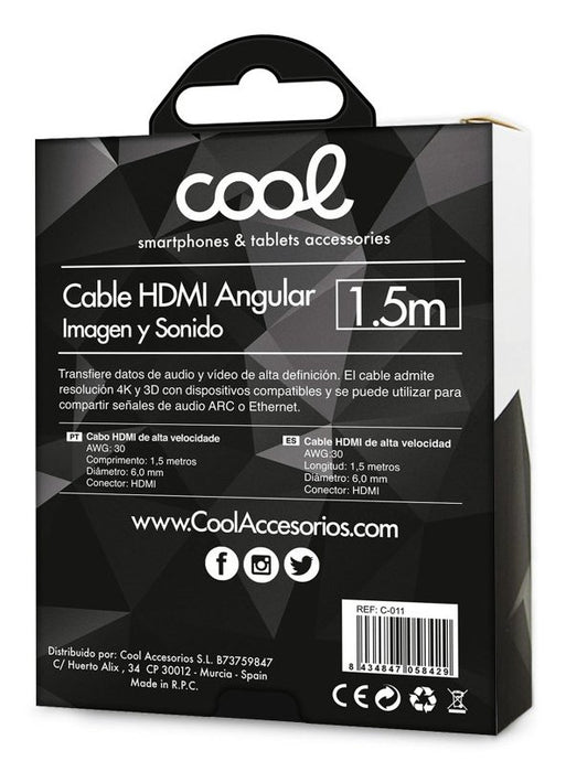 EAN 8434847058429 - COOL Accesorios 8434847058429 cable HDMI 1,5 m HDMI tipo A (Estándar) Negro imagen 4