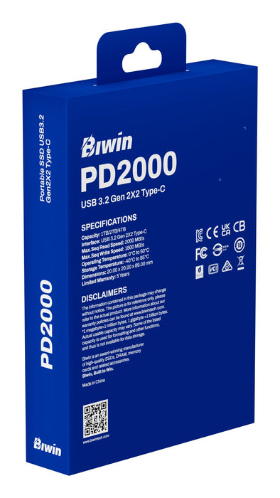 EAN 6955914622159 - Biwin PD2000 4 TB USB Tipo C USB 3.2 Gen 2x2 Negro imagen 18