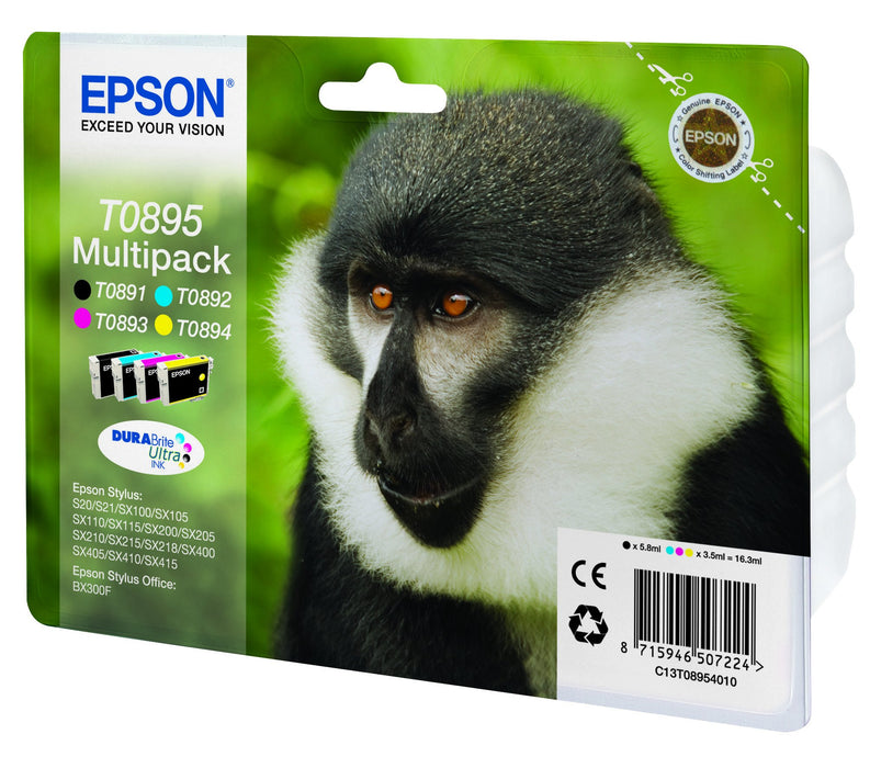 EAN 8715946507224 - Epson Monkey T0895 cartucho de tinta 1 pieza(s) Original Negro, Cian, Magenta, Amarillo imagen 2