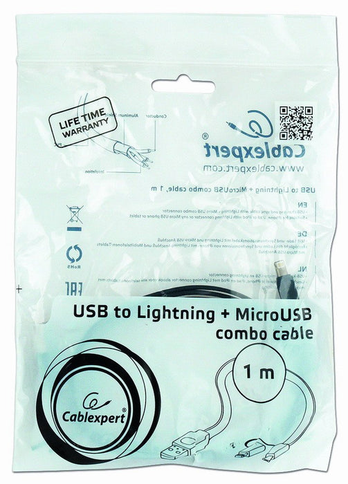 EAN 8716309087674 - Gembird CC-USB2-AMLM2-1M cable USB USB A Micro-USB B/Lightning Negro imagen 3