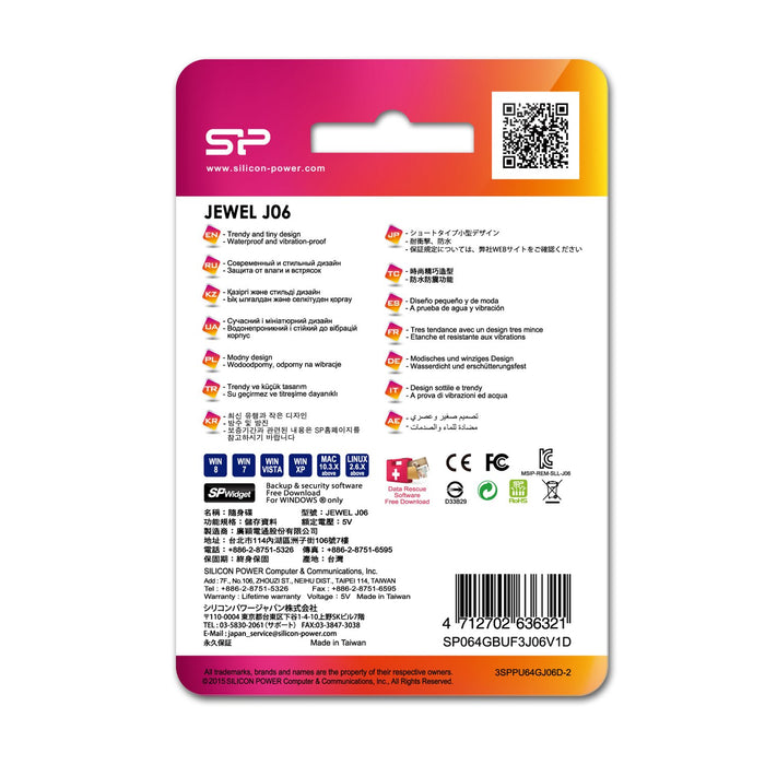EAN 4712702636321 - Silicon Power Jewel J06 unidad flash USB 64 GB USB tipo A 3.2 Gen 1 (3.1 Gen 1) Azul imagen 6