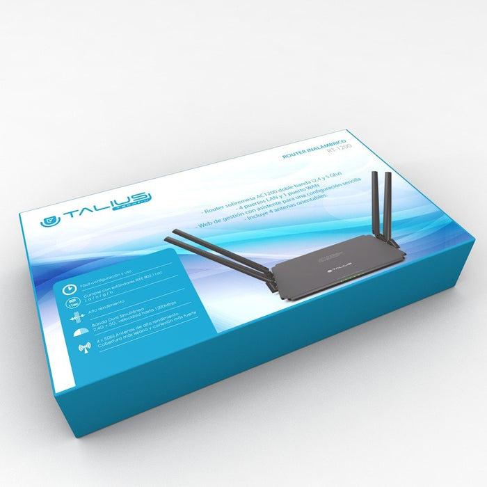 EAN 8436550234183 - TALIUS RT-1200 router inalámbrico Ethernet rápido Doble banda (2,4 GHz / 5 GHz) Negro imagen 3