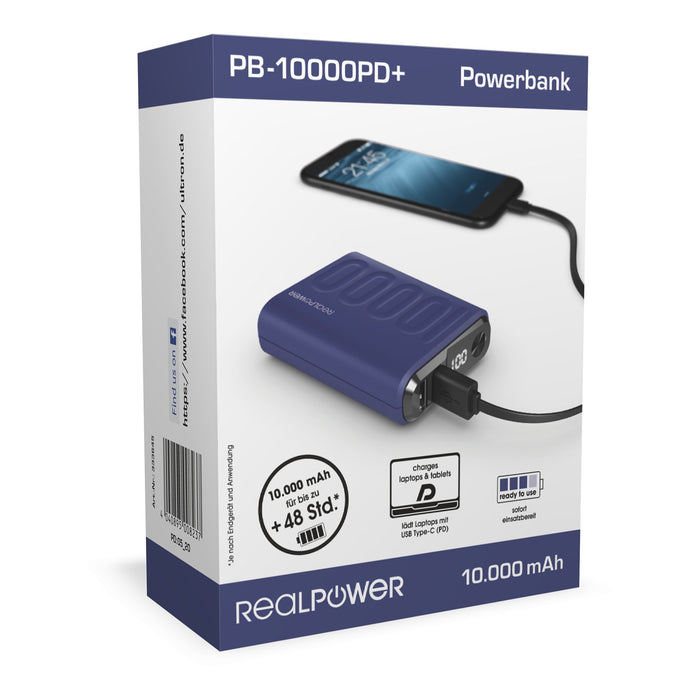 EAN 4040895008237 - RealPower PB-10000PD 10000 mAh Marina imagen 6
