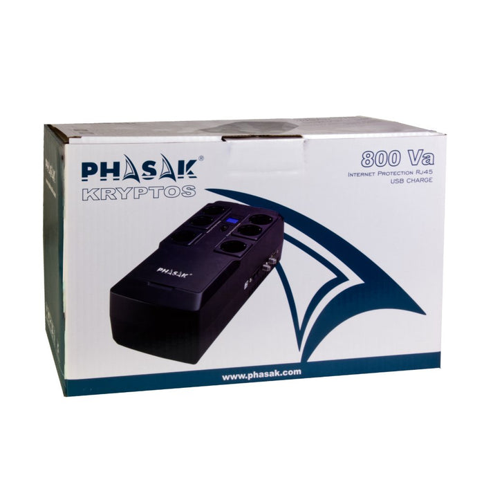EAN 5605922044566 - Phasak Kryptos sistema de alimentación ininterrumpida (UPS) Línea interactiva 0,8 kVA 480 W 6 salidas AC imagen 4