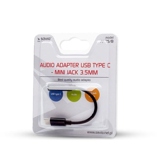 EAN 5901986045304 - Savio AK-35/B cambiador de género para cable USB Type 3.1 C Jack 3.5mm Negro imagen 2