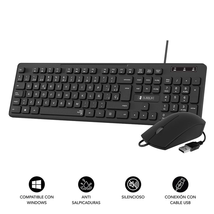 EAN 8436586742362 - SUBBLIM SUBKBC-CSSK01 teclado Ratón incluido Universal QWERTY Español Negro imagen 2